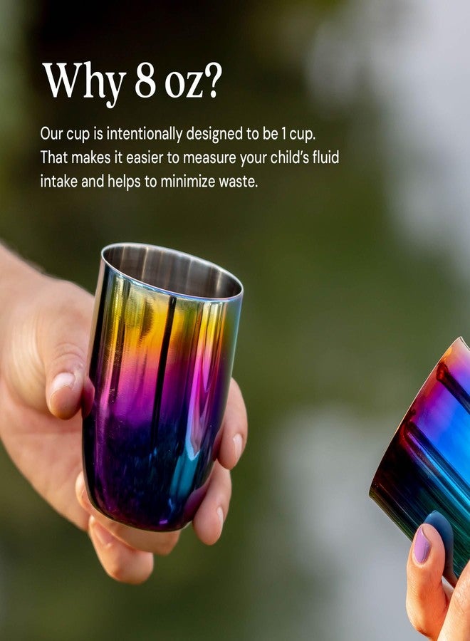 Ahimsa Stainless Steel Kids Cup, Pediatrician Designed, Colorful Toddler Cups for Open Cup Training, 8oz, 100% BPA Free & Dishwasher Safe, Single Rainbow - Image 5